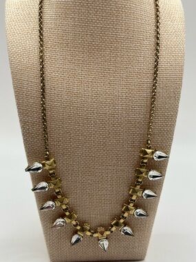 J. Crew Gold Chain Necklace with Silver Spike Accents
